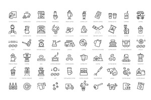 Coffee production icons, an Outline Icon by Tettygreen