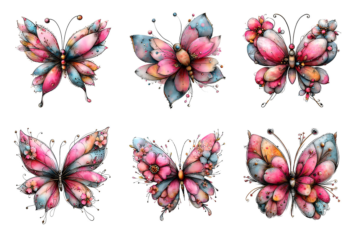 Whimsical spring Butterfly Clipart, an Illustration by SinaCreation (Photo 2 of 11)