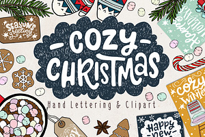 Cozy Christmas Lettering & Clipart
