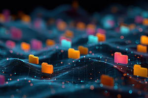 Digital Data Flow Network Folders Cy, a Photo by Pixeness Studio