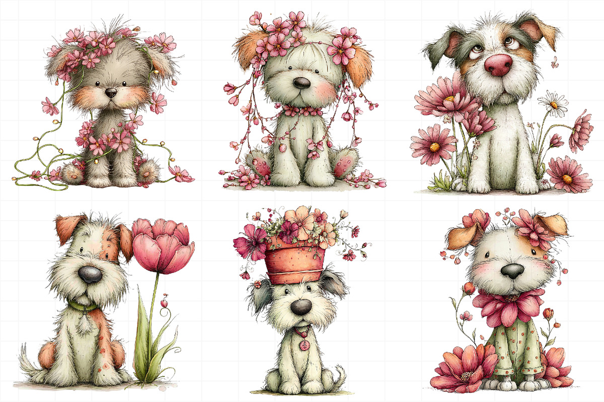 Whimsical Spring Funny Dog Clipart, an Illustration by Daily.Designs (Photo 7 of 7)