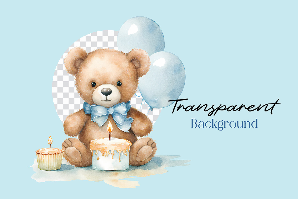 Cute Teddy Bear Baby Shower Clipart, a Decorative Illustration by Primrose Blume (Photo 2 of 5)
