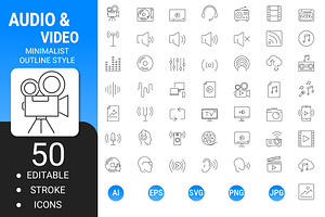 Audio and Video outline icon set, an Outline Icon by Icons