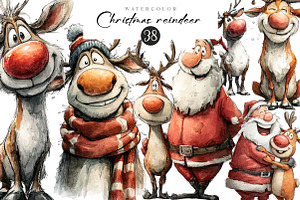 Funny Christmas Reindeer, an Illustration by CreationArt