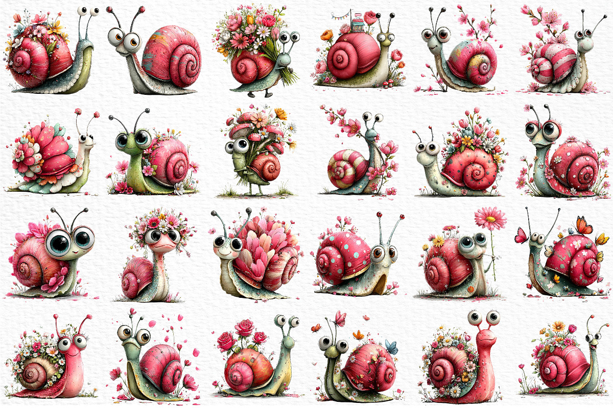 Whimsical Spring Snail Clipart, an Illustration by Craft Nest (Photo 6 of 12)
