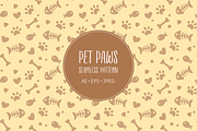 Pet paws and food seamless pattern, an Illustration by Cmeree (Thumbnail 1 of 2)