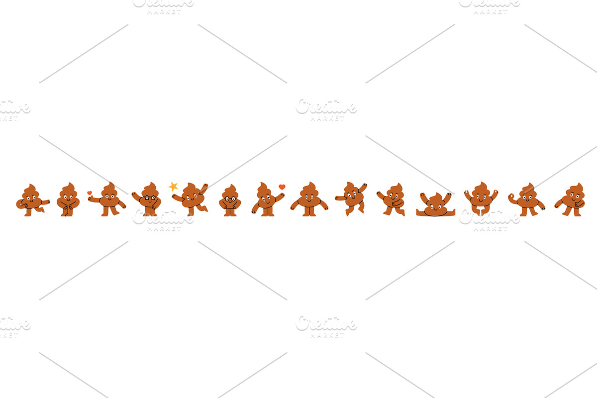 Cartoon poop characters. Funny poop, an Illustration by GraphiShop