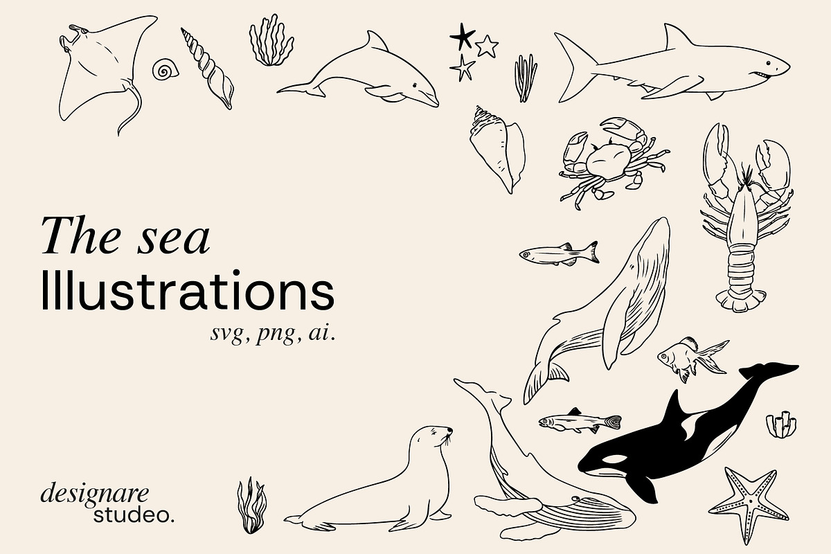 The Sea Minimal Illustrations, a Decorative Illustration by ginni illustrations (Photo 1 of 6)