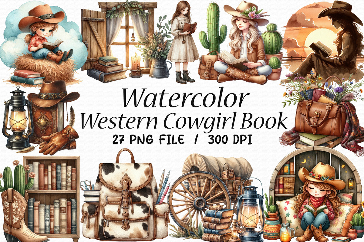 Western Cowgirl Book Clipart, an Illustration by Libby Wishes (Photo 1 of 11)