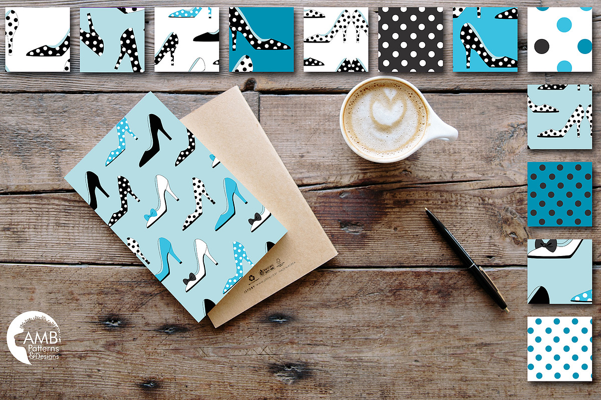 Blue Shoes Papers, AMB-2368, a Pattern Graphic by AMBillustrations