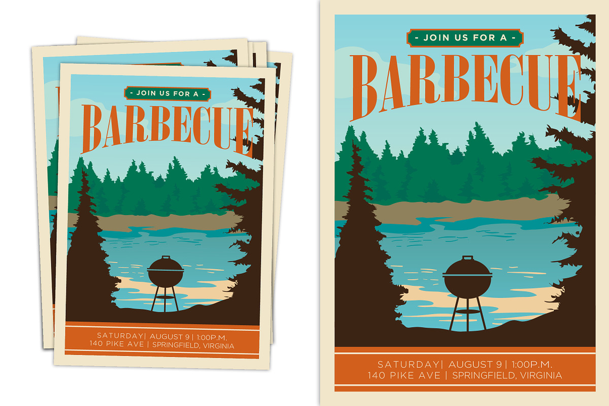 Retro Vintage BBQ Invite, an Invitation Template by BF Studios (Photo 2 of 2)