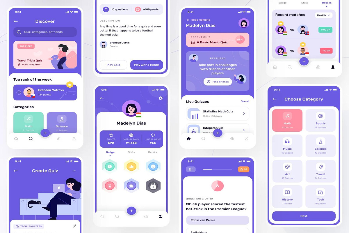 Queezy - Quiz App UI Kit, an UI Kit Template by Creative Perspective (Photo 5 of 8)
