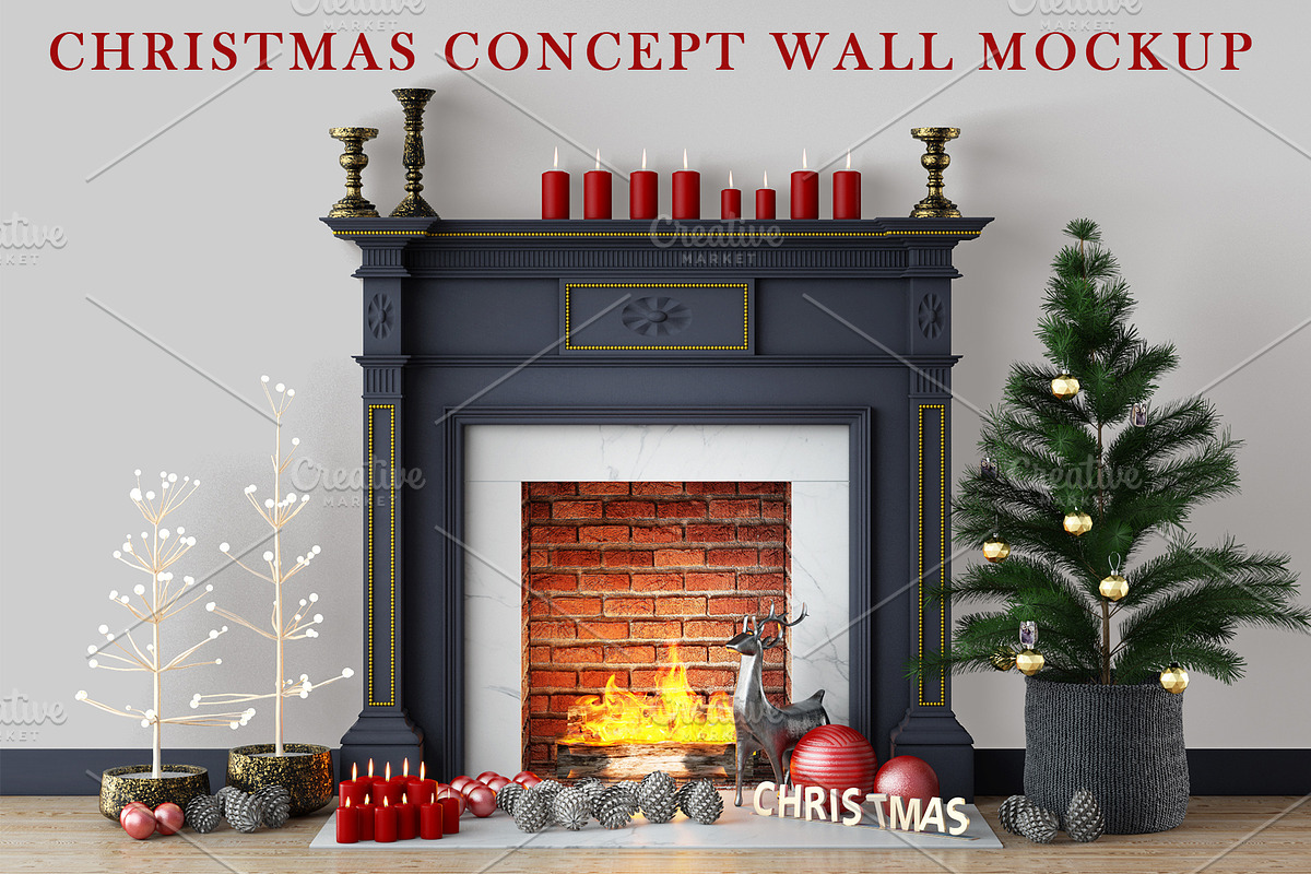 Christmas Concept Wall Mockup, a Product Mockup by desgiant (Photo 1 of 2)