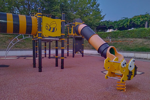 Colorful bee-shaped playground equipment, vila pouca de aguiar,, an Arts & Entertainment Photo by DanFLCreativo