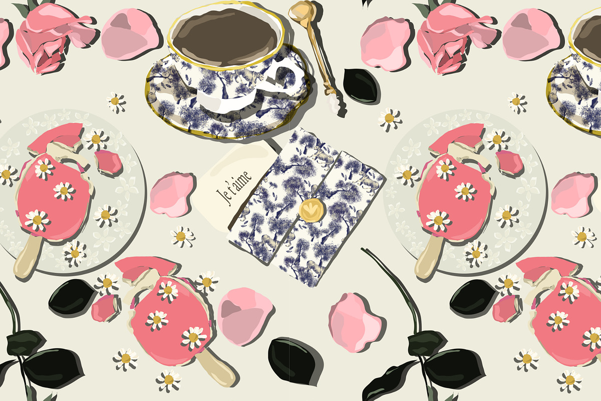 Food drink sweet modern table, a Pattern Graphic by Cotton Melon pattern Shop (Photo 2 of 6)