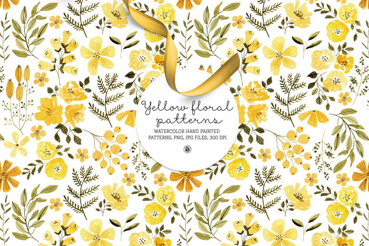Yellow Floral Patterns, a Pattern Graphic by Webvilla Studio