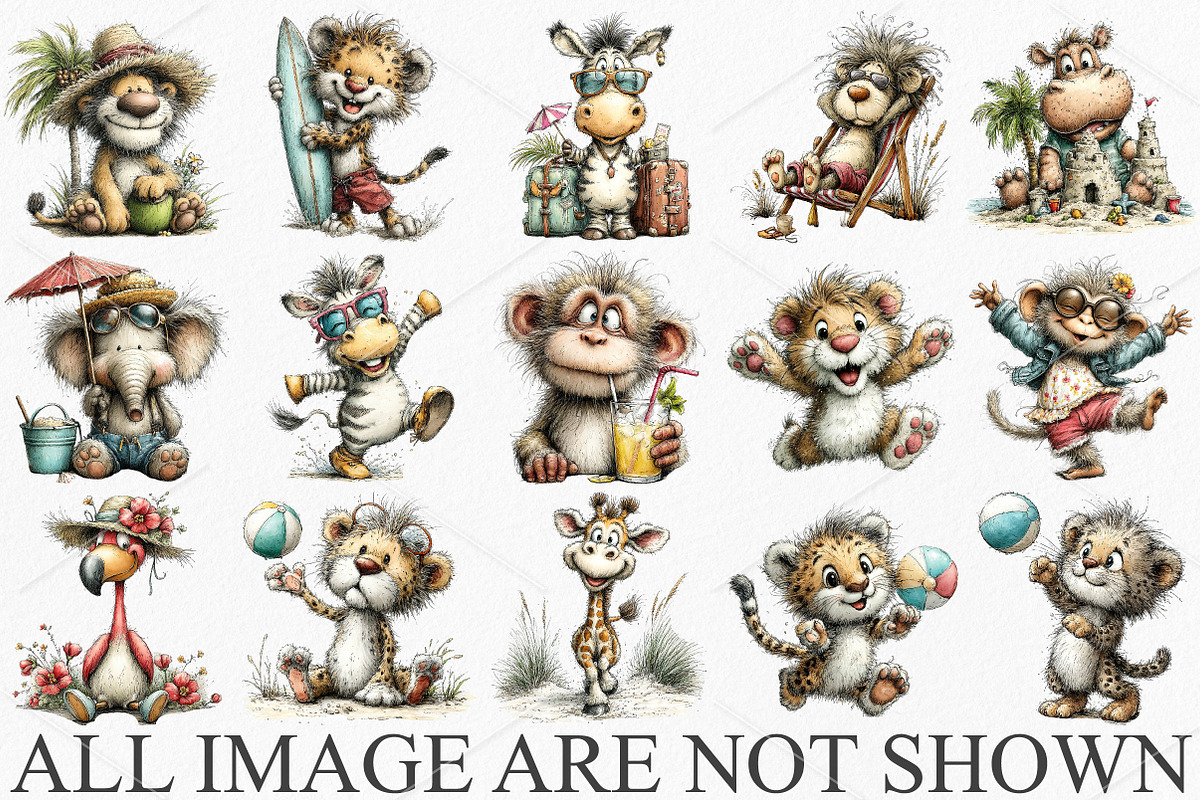 Whimsical Summer Safari Animals PNG, a Seasonal Illustration by Canvas Craft (Photo 4 of 7)