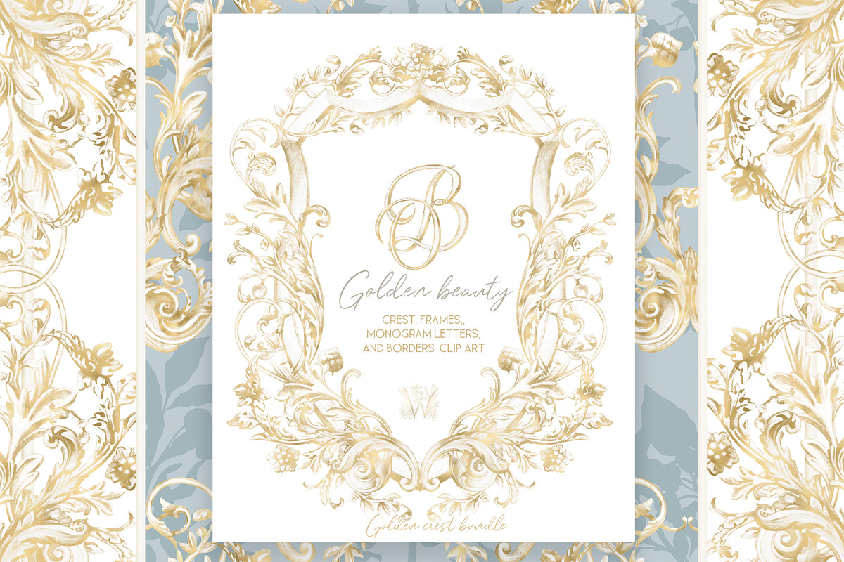 Gold Baroque crest frame png, a Decorative Illustration by WonderWonder (Photo 1 of 13)