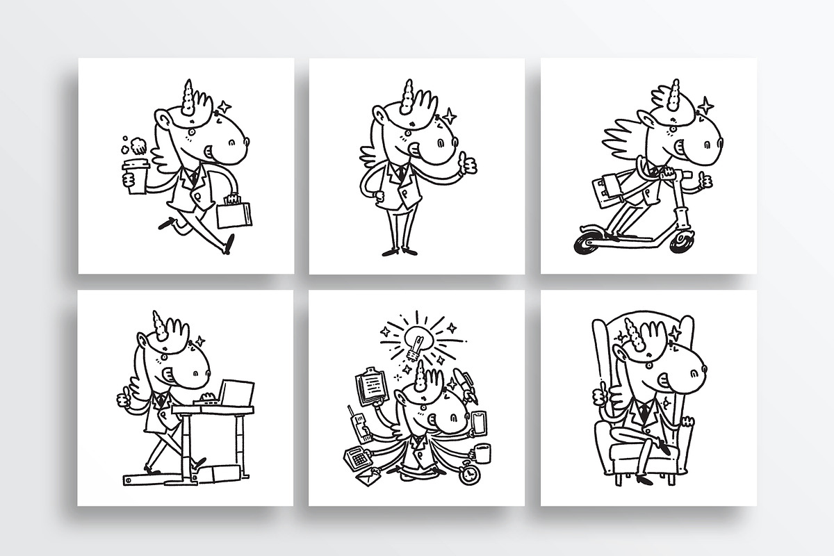Unicorn Clipart – Office B&W, a Work Illustration by Monkey Draws (Photo 6 of 6)