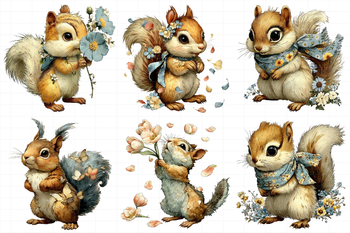 Whimsical Easter Squirrel Clipart PN, an Illustration by Daily.Designs (Photo 5 of 7)