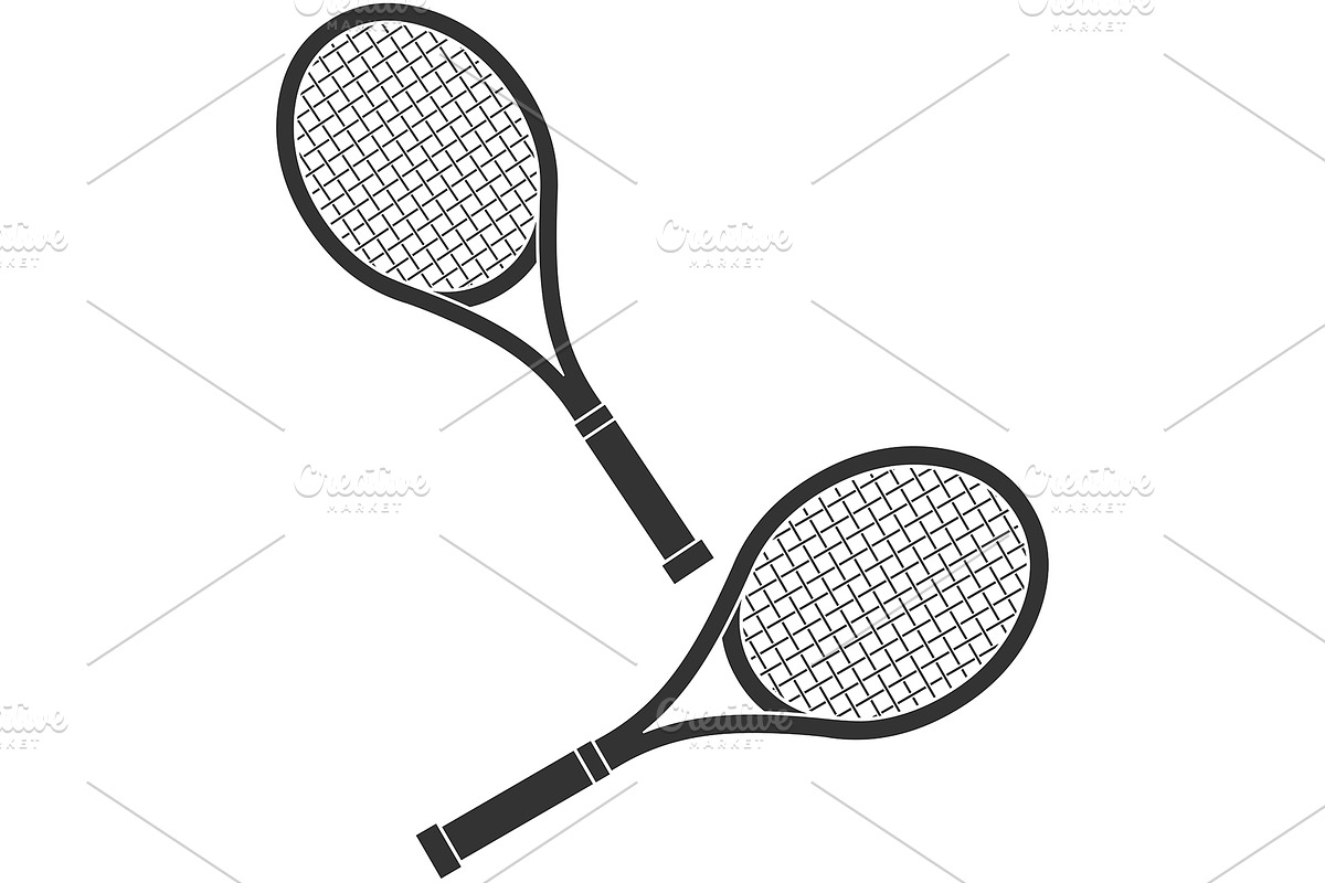 Two Tennis Rackets Silhouette Icon, an Illustration by HitToon