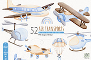 Watercolor Air Transport Clipart, a Transportation Illustration by TitaLivingArt (Thumbnail 10 of 10)