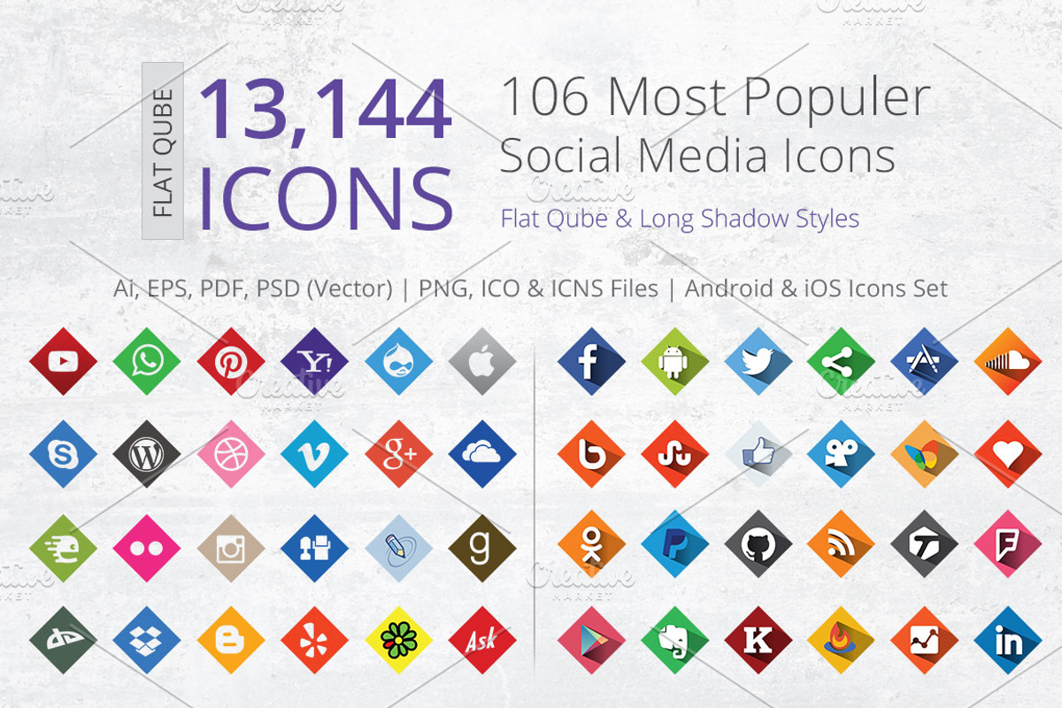 212 Qube Social Media Icons, an Icon by ArtFusion (Photo 1 of 5)