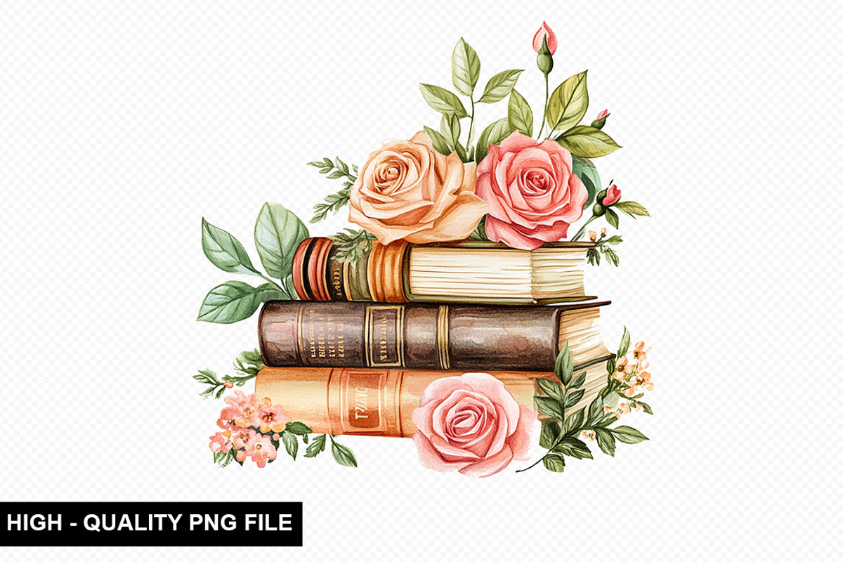 Watercolor Floral Book Clipart, an Illustration by crative8112 (Photo 4 of 11)