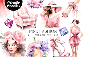 Pink Fashion Watercolor Clipart