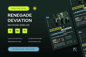 Renegade - Event Invitation, an Invitation Template by StreaksideStd