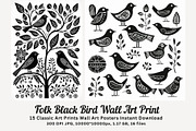 15 folk black bird wall art print, a Decorative Illustration by ARTOZEN DIGITAL (Thumbnail 1 of 12)