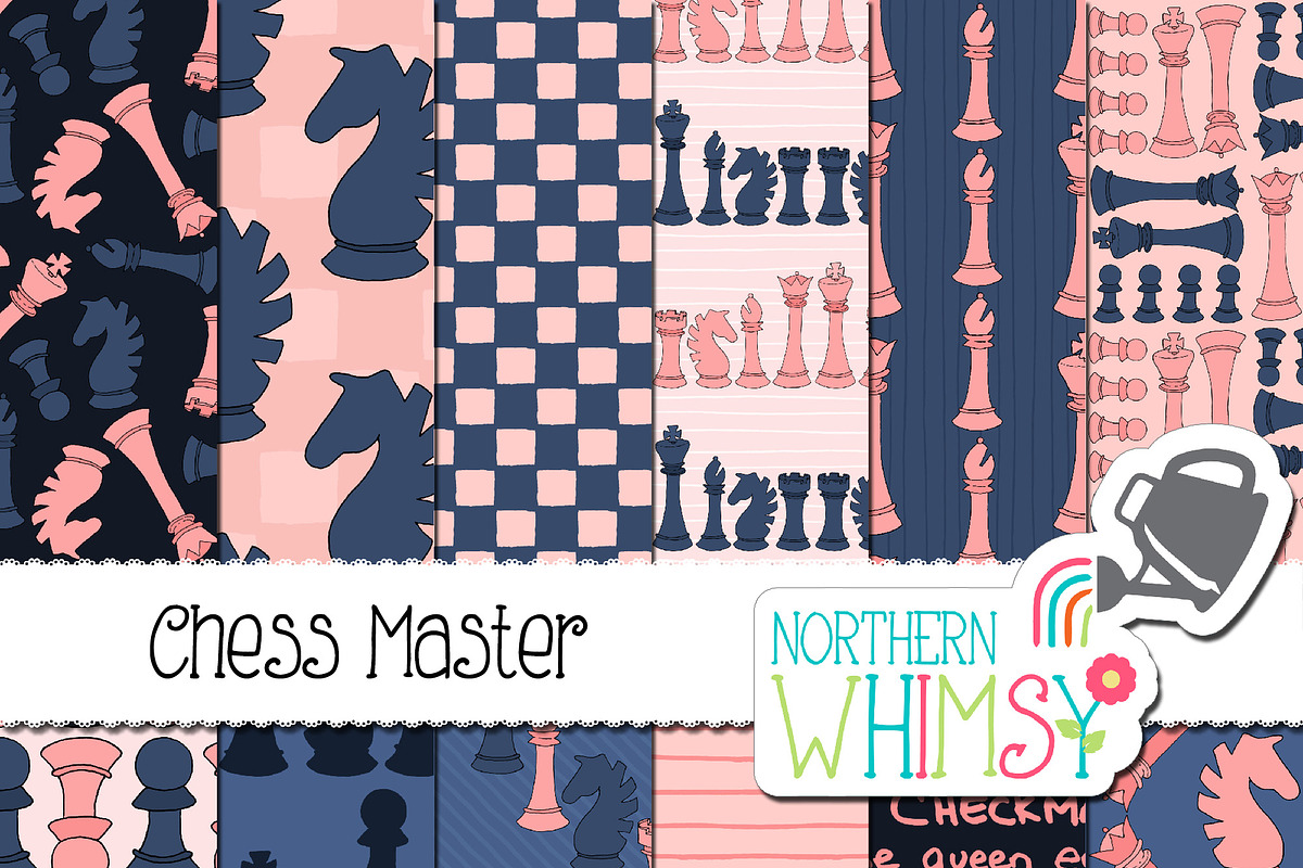 Chess Patterns in Pink and Blue, a Pattern Graphic by Northern Whimsy Design (Photo 4 of 4)