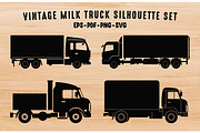 Vintage Milk Truck Silhouette Set, a Transportation Illustration by Gfx Expert Team (Thumbnail 1 of 3)