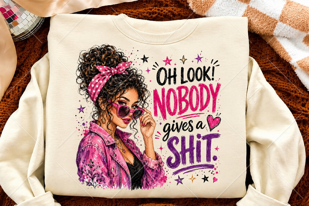 Nobody Gives a PNG Retro Sassy Girl, a Seasonal Illustration by Canvas Craft (Photo 4 of 6)