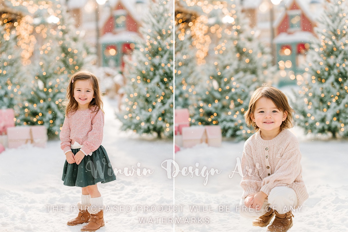 Pastel Snow Village Xmas Backdrop, a Background Photo by Winwin Design Art (Photo 5 of 8)