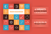 Rosh Hashanah Line Art Icons, an Outline Icon by Anna_leni (Thumbnail 1 of 6)