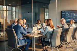 Executive Team Discussion in Modern Conference Room, a Business Photo by Davizro's Market