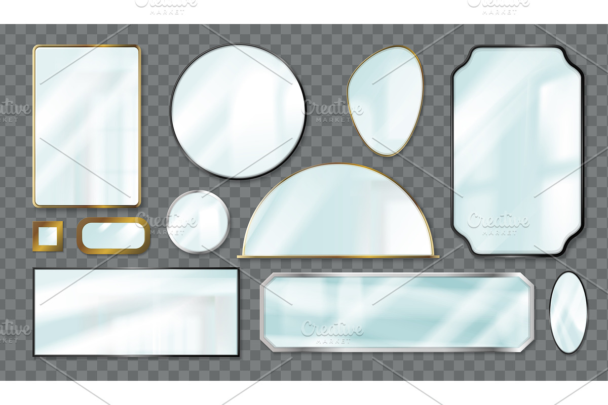 Realistic mirrors. Mirror frame, an Object Illustration by Stock-Smart-Start