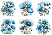 Whimsical Blue Flowers Spring Clipar, an Illustration by CraftArtStudio (Thumbnail 5 of 6)