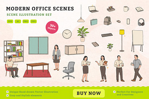 Modern Office Scene Creator, an Illustration by MEANDSTUDIO