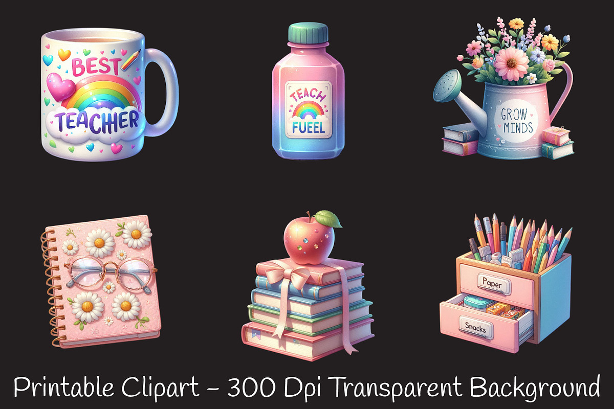 Pastel school clipart Back to school, an Illustration by RobertsArt (Photo 4 of 7)