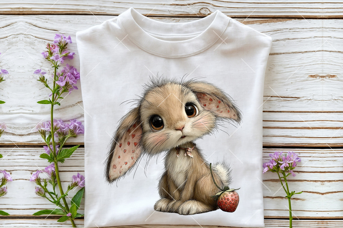 Cute Strawberry Bunny PNG Clipart, an Illustration by OK Design (Photo 5 of 6)