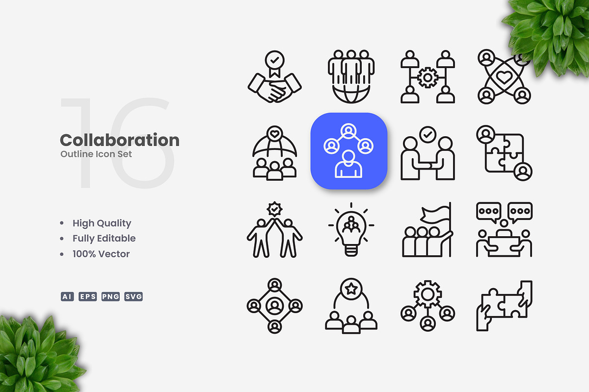 Collaboration Outline Icons, an Icon by Upnowgraphic