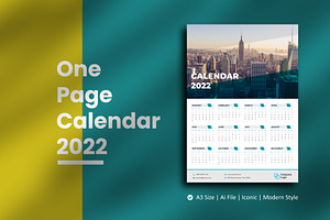 Minimal One Page Wall Calendar 2022