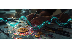 Artistic representation of Bitcoin, an Illustration by tilialucida