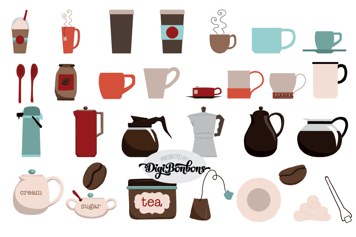 Coffee and Tea Vector Clipart, a Graphic by Digibonbons (Photo 2 of 2)