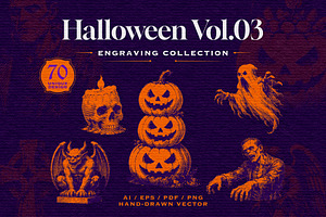 Halloween Vintage Engraving Vol.03, an Object Illustration by Kaizla03