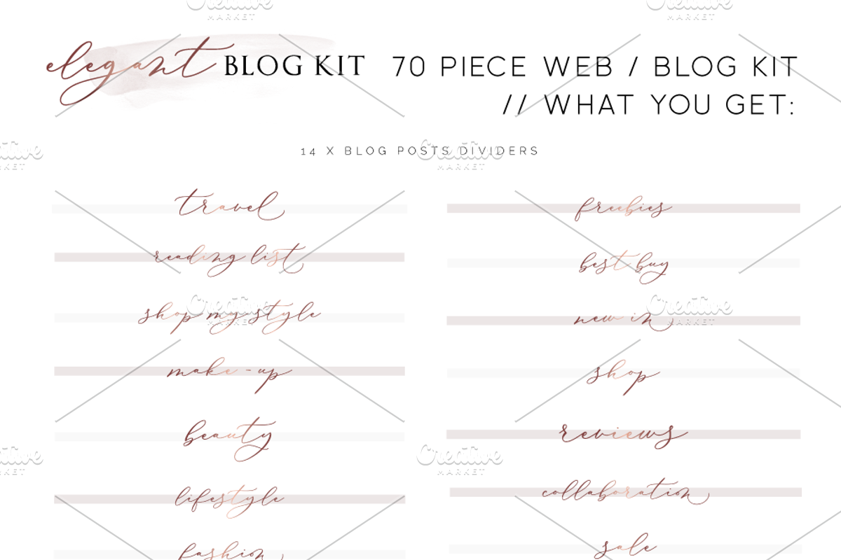 70 Piece Elegant Blog Kit, a Templates & Theme by Inky Jar Design Studio (Photo 5 of 8)