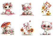 Whimsical Summer Cat Clipart, a Seasonal Illustration by CreationArt (Thumbnail 2 of 5)
