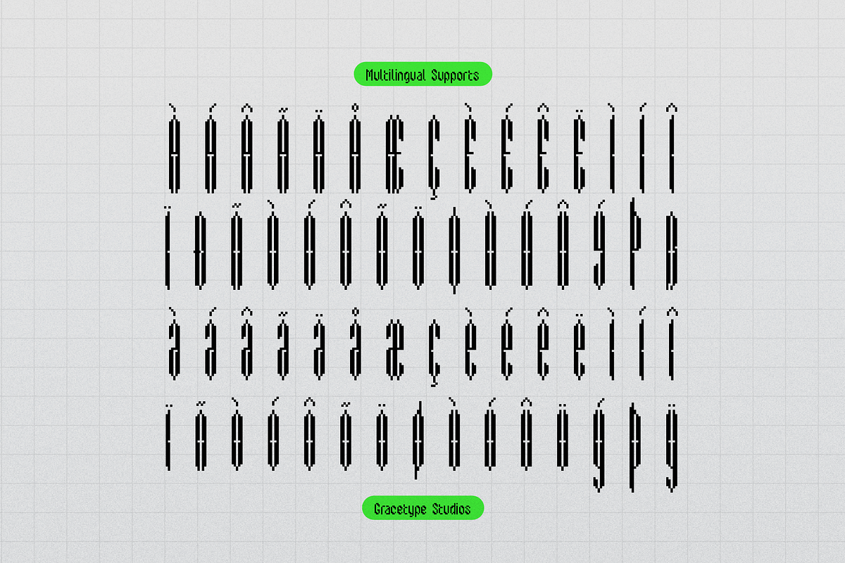 Pixel Condensed Pixelated Condensed, a Handwritten Font by gracetype_studio (Photo 11 of 12)